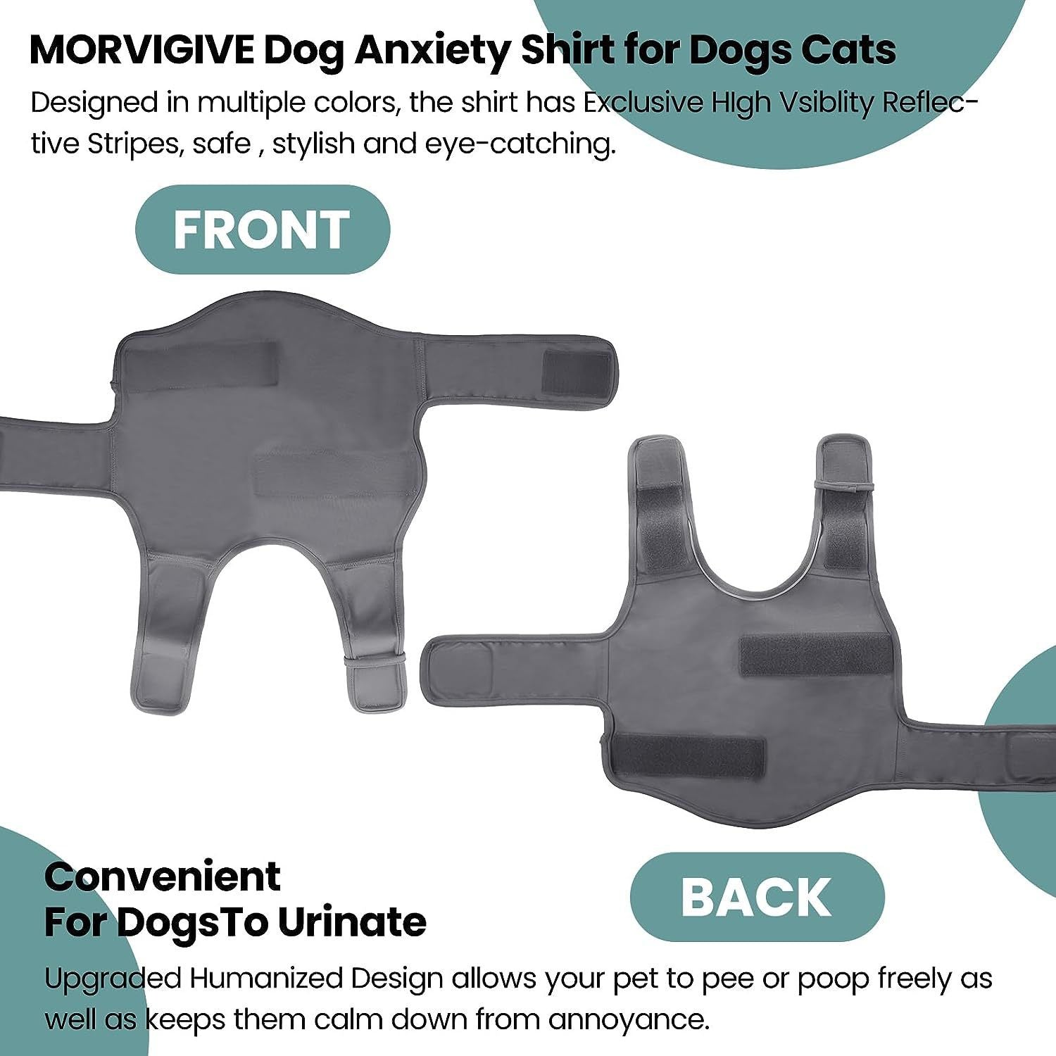 JMT-994250 Dog Anxiety Relief Vest with Shock Protection Features for Puppies and Small to Extra Large Breeds