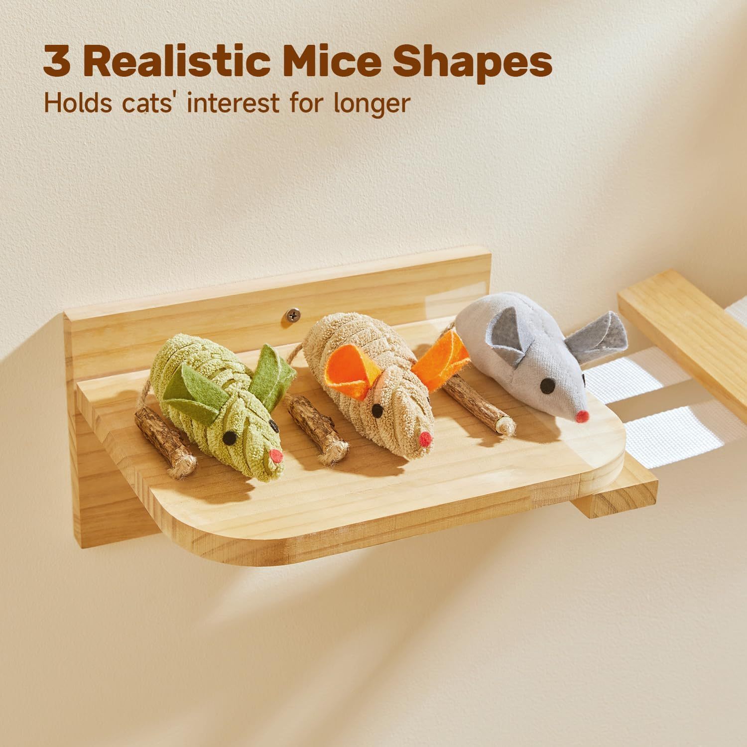 JMT-994314 Cat Interactive Toys with Squeaking Mice, Catnip & Silvervine for Play and Dental Care