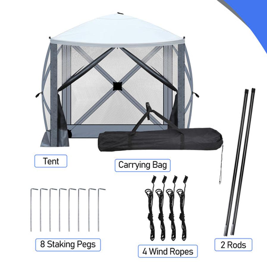 JMT-994378 Light Gray and Dark Gray 6.8x7.2ft Automatic Folding Quadrilateral Tent