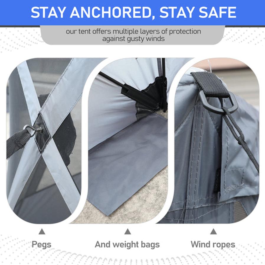 JMT-994378 Light Gray and Dark Gray 6.8x7.2ft Automatic Folding Quadrilateral Tent