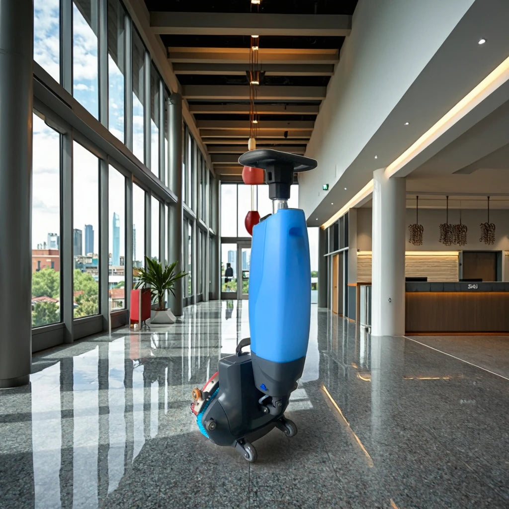 JMT-994954 18-Inch Walk-Behind Floor Scrubber with Lithium Battery and Ergonomic Handle for Tile Cleaning