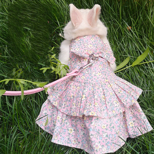JMT-995274 Pastoral Floral Pet Skirt Costume for Cats and Small Animals - Available in Various Colors and Sizes