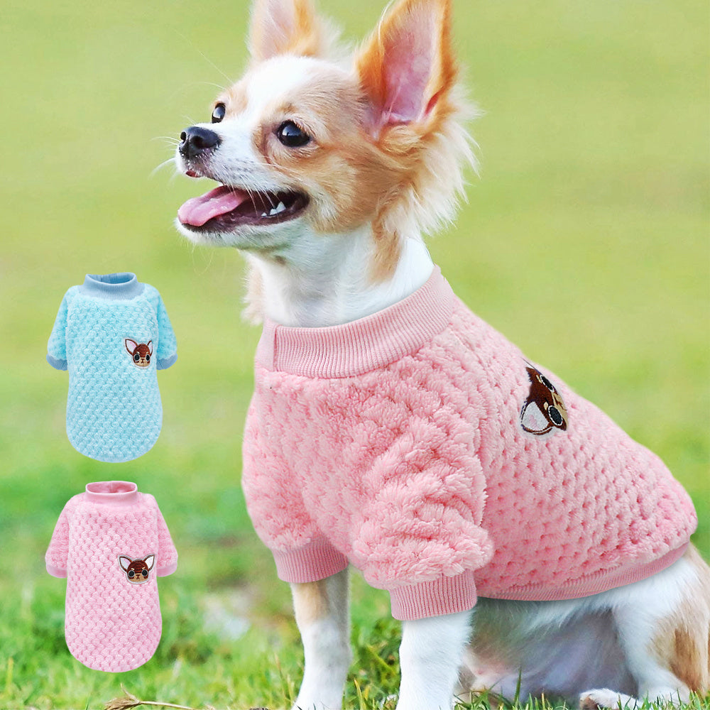 JMT-995402 Cozy Fleece Jacket for Small Dogs - Pink & Blue, Soft Warm Winter Dog Clothing for Chihuahuas, Yorkies, and Pugs Sized S-2XL