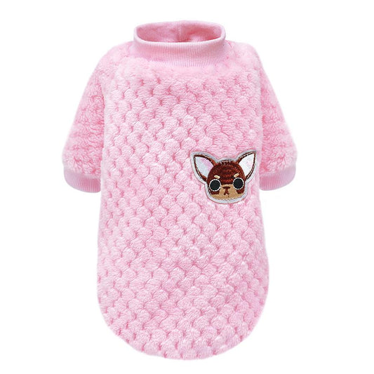 JMT-995402 Cozy Fleece Jacket for Small Dogs - Pink & Blue, Soft Warm Winter Dog Clothing for Chihuahuas, Yorkies, and Pugs Sized S-2XL