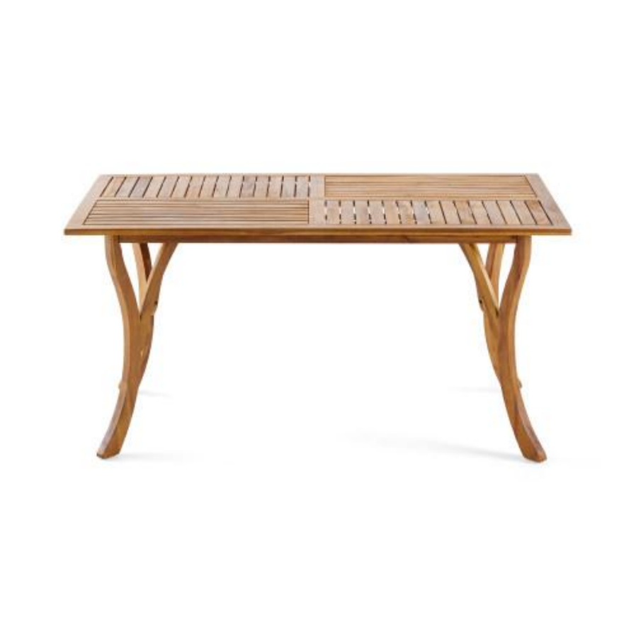 JMT-995530 Teak Color Solid Wood Dining Table - Outdoor 59 Inch Rectangle Design