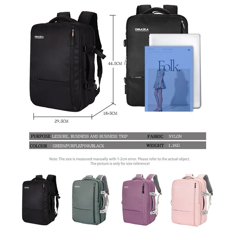 JMT-995658 Custom Logo Waterproof Nylon Laptop Backpack for 17-Inch Devices with USB Port - Unisex Fashion Design