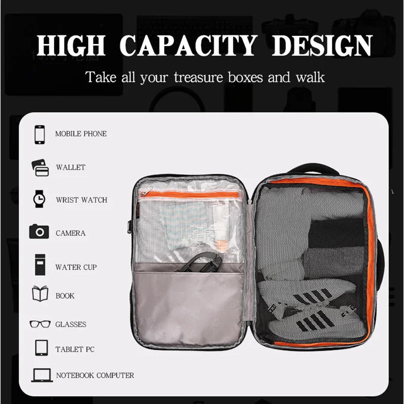 JMT-995658 Custom Logo Waterproof Nylon Laptop Backpack for 17-Inch Devices with USB Port - Unisex Fashion Design