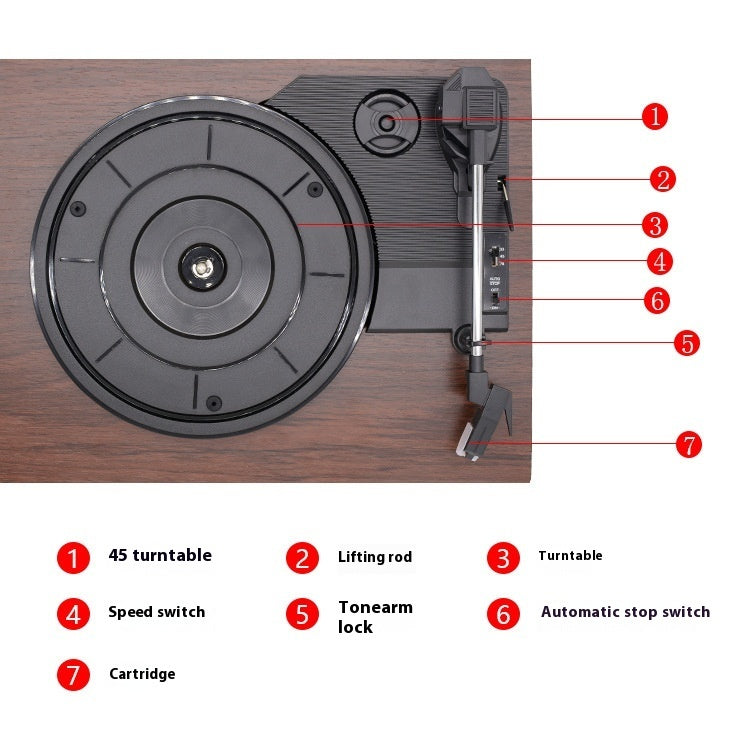 JMT-995658 Stylish Record Player Phonograph with External Amplifier Compatibility