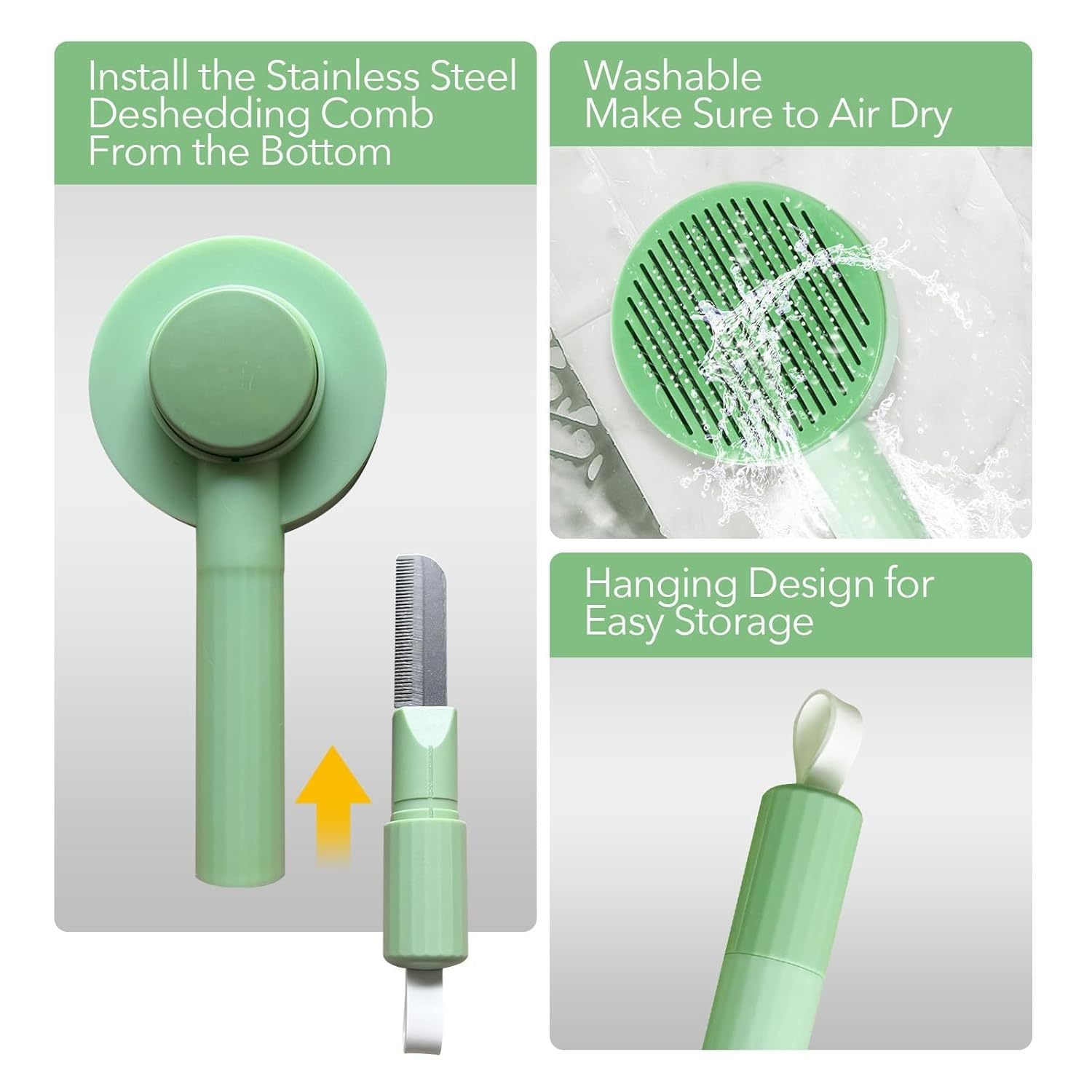 JMT-995722 2-in-1 Grooming Brush for Long-Haired Cats and Dogs - Deshedding and Hair Remover with Easy Clean Design