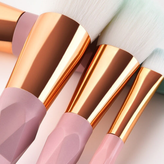 JMT-995914 Gradient Diamond 7-Piece Makeup Brush Set with Long Plastic Handles