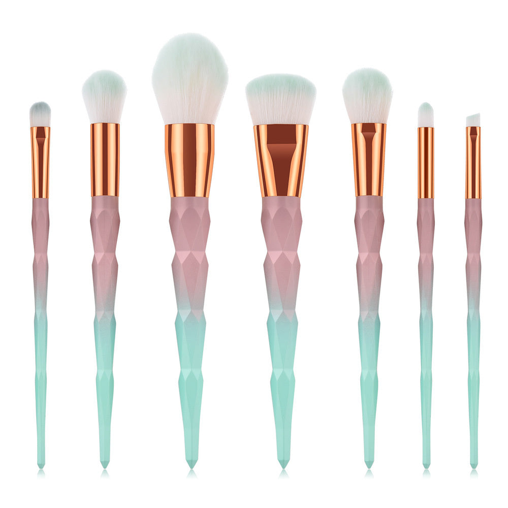 JMT-995914 Gradient Diamond 7-Piece Makeup Brush Set with Long Plastic Handles