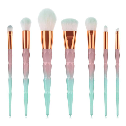 JMT-995914 Gradient Diamond 7-Piece Makeup Brush Set with Long Plastic Handles