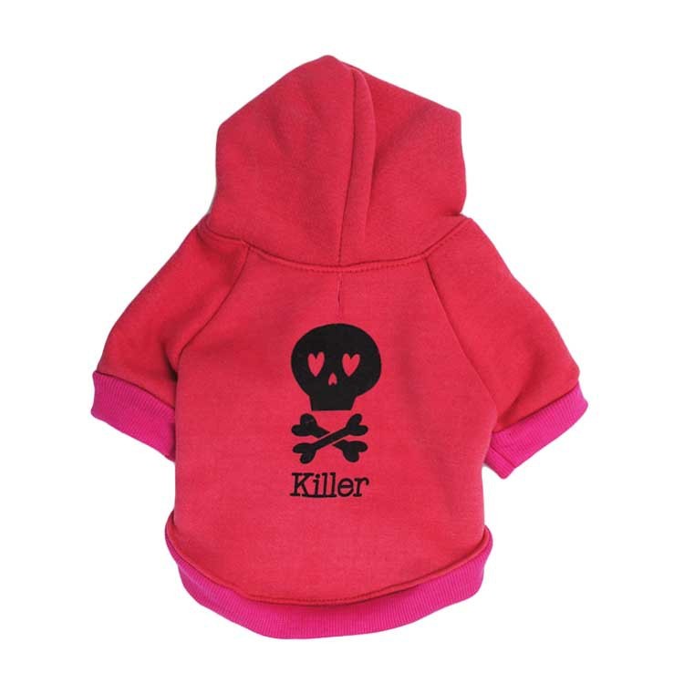 JMT-996554 Hooded Black Skull Fleece T-Shirt for Dogs - Halloween Pet Costume