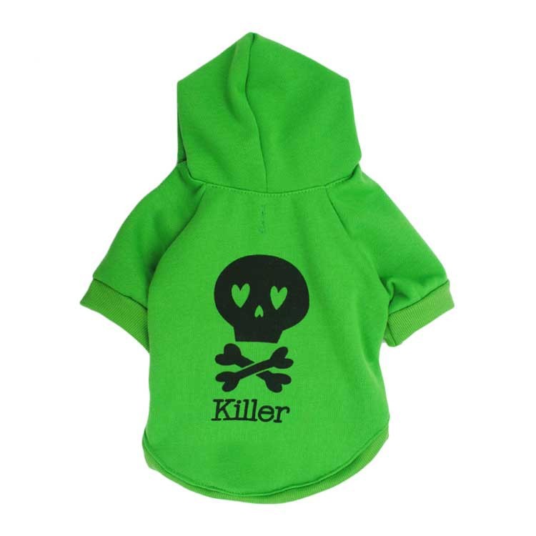 JMT-996554 Hooded Black Skull Fleece T-Shirt for Dogs - Halloween Pet Costume
