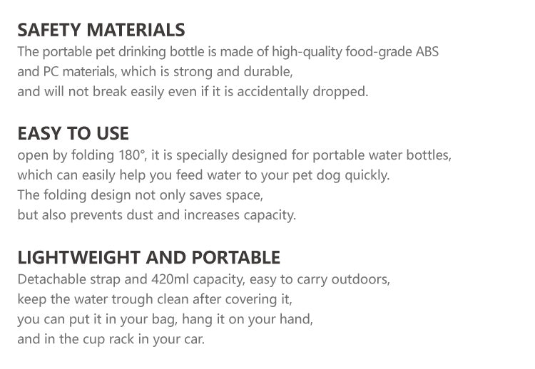 JMT-996810 Portable Pet Water Bottle - 420ml Plastic Hydration Cup for Dogs and Cats