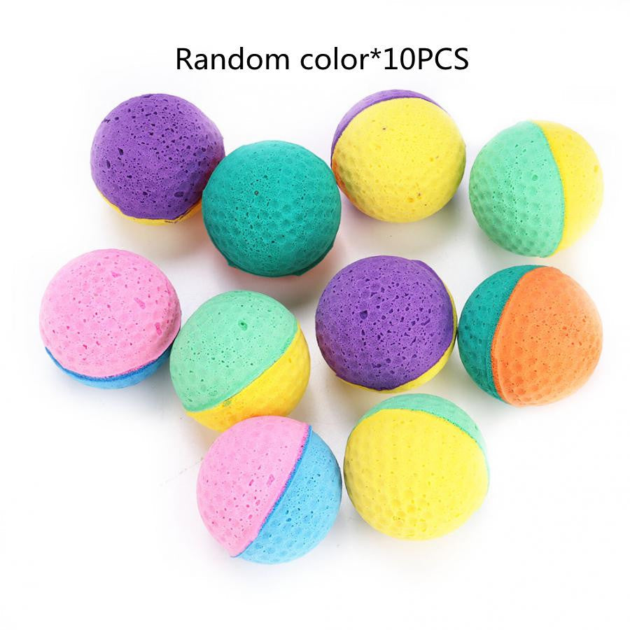 JMT-996938 Latex Foam Balls for Cats - 10 Random Color Throwing Toys (3.8cm Diameter)