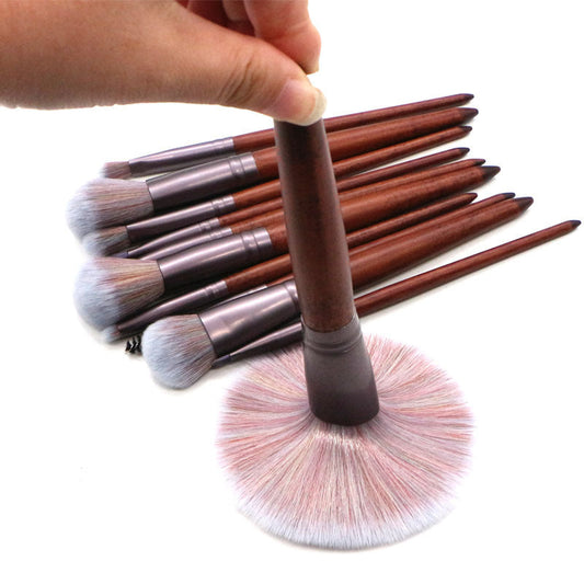 JMT-997066 11-Piece Makeup Brush Set with Synthetic Hair, Matte Aluminum Ferrule, and Natural Wood Handle