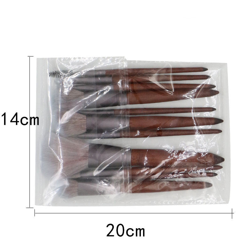 JMT-997066 11-Piece Makeup Brush Set with Synthetic Hair, Matte Aluminum Ferrule, and Natural Wood Handle