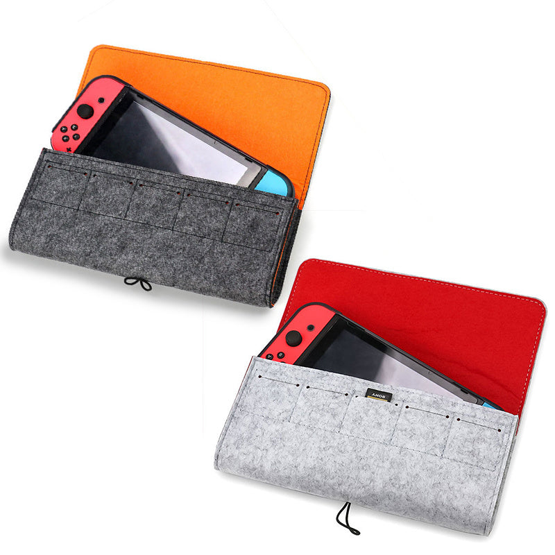 JMT-997258 Nintendo Switch Felt Pouch Bag with Dual Storage and Game Card Slots