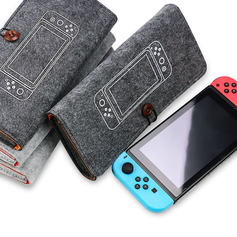 JMT-997258 Nintendo Switch Felt Pouch Bag with Dual Storage and Game Card Slots