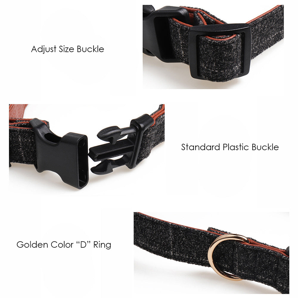 JMT-997450 Elegant Bow-Knot Dog Collar for All Breeds - Adjustable PU & Metal Design