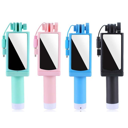 JMT-997642 Mini Wire-Controlled Selfie Stick for Apple and Android Phones - Candy Colors Available