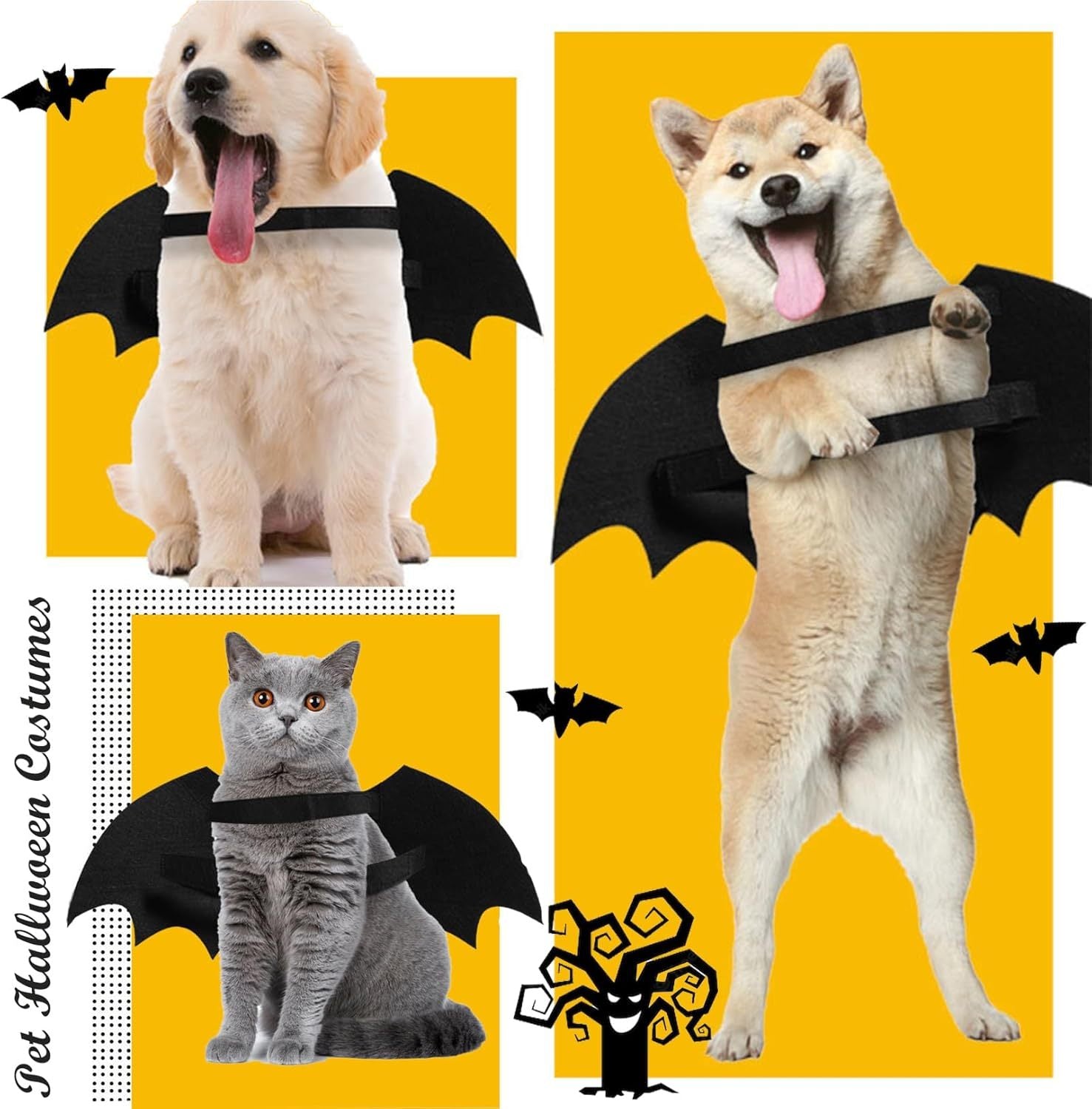 JMT-997706 Luminous Bat Wings Halloween Costume for Small to Large Dogs and Cats