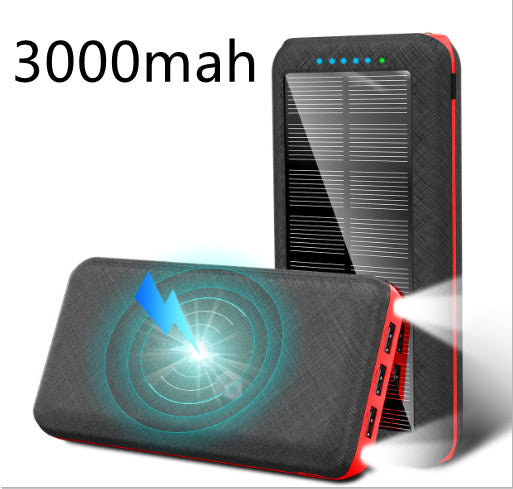 JMT-997962 Wireless Solar Charger Power Bank with LED Flashlight for Mobile Devices, 3 USB Ports, Compatible with iPhone, Xiaomi, Samsung