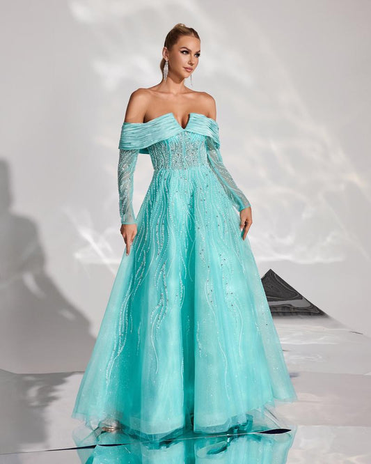 JMT-998026 Elegant Green Evening Dress for Women - Style SH0126