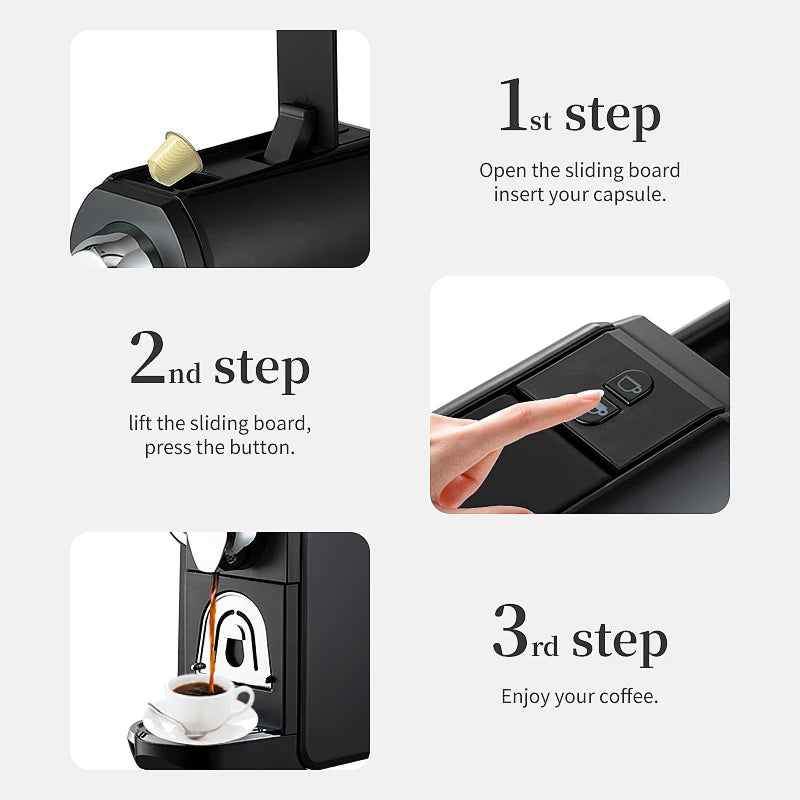 JMT-998218 Automatic Single Serve Capsule Coffee Maker with 19 Bar Pressure for Home and Commercial Use