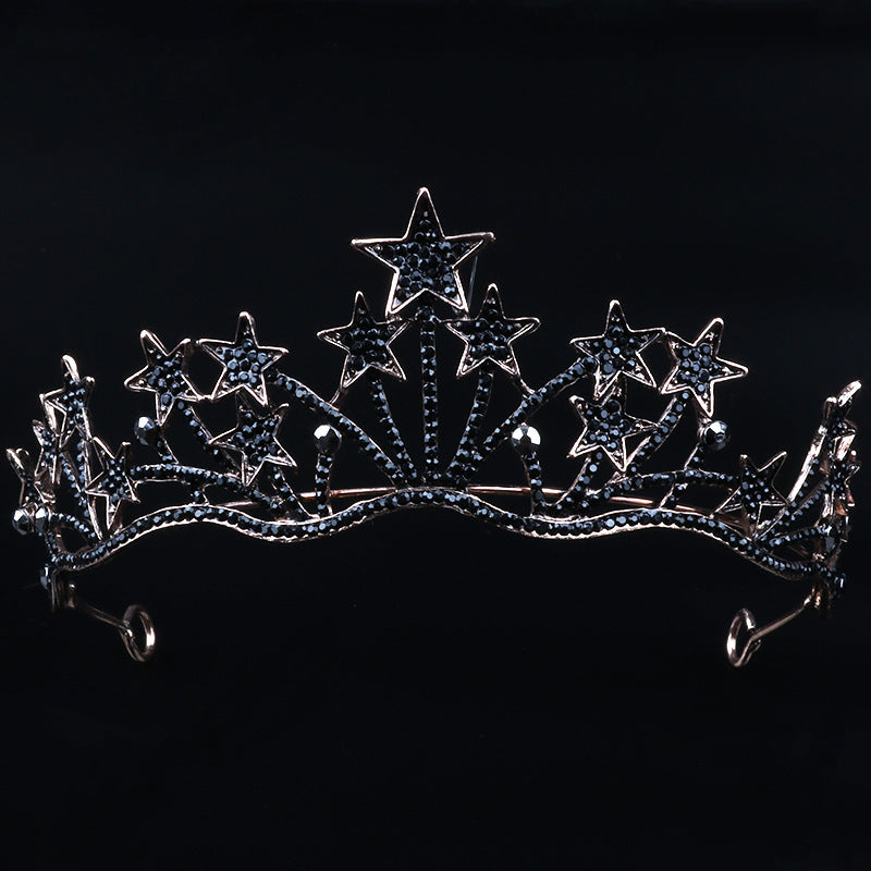 JMT-998474 Exaggerated Star-Shaped Bridal Wedding Headdress with White Crystal Accents