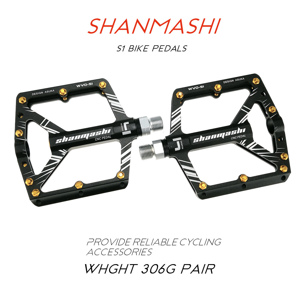JMT-998474 Yamashi S1 Mountain Bike Pedals with Adjustable Grip and Durable Design