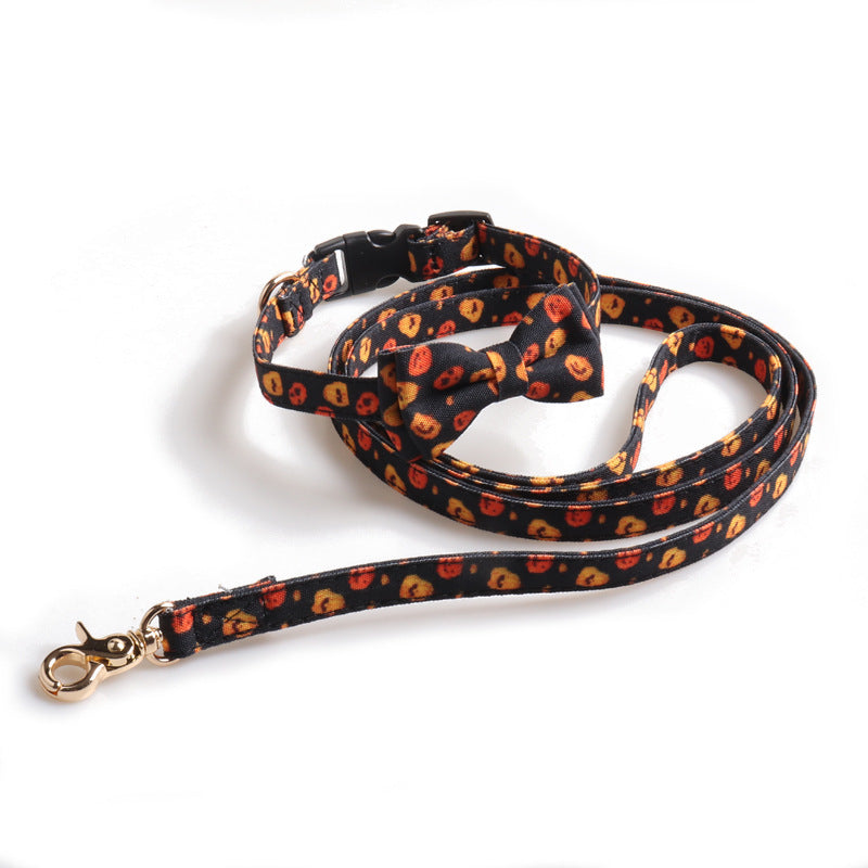 JMT-998602 Halloween Pet Collar with Bowknot - Pumpkin and Ghost Patterns in Multiple Sizes