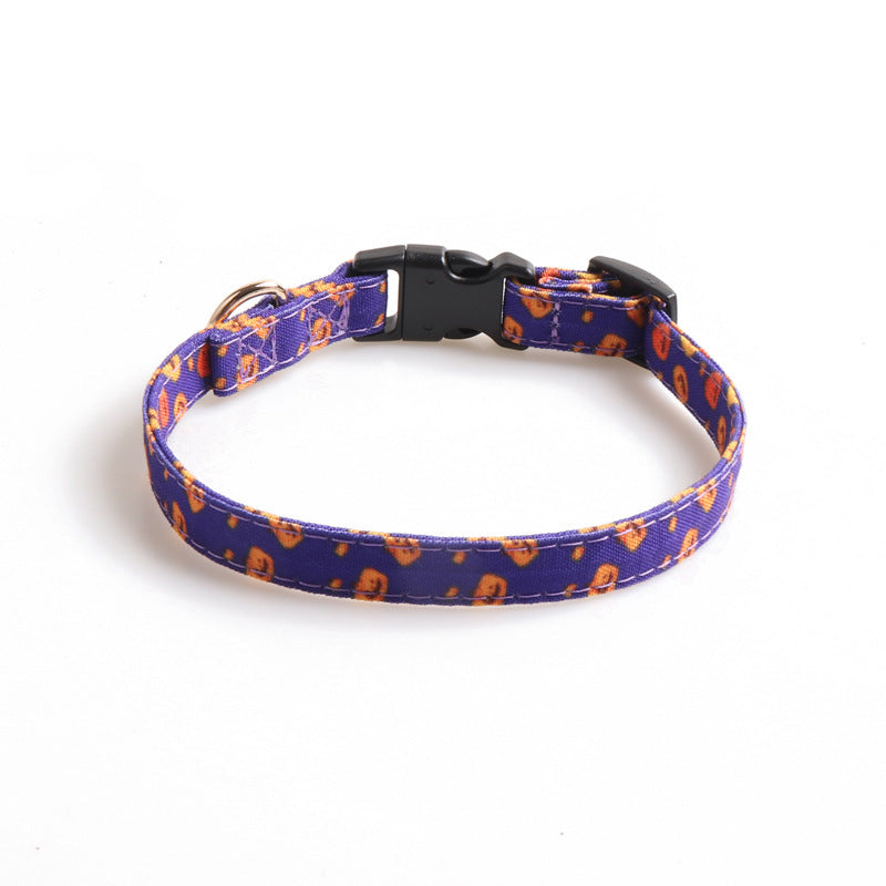 JMT-998602 Halloween Pet Collar with Bowknot - Pumpkin and Ghost Patterns in Multiple Sizes