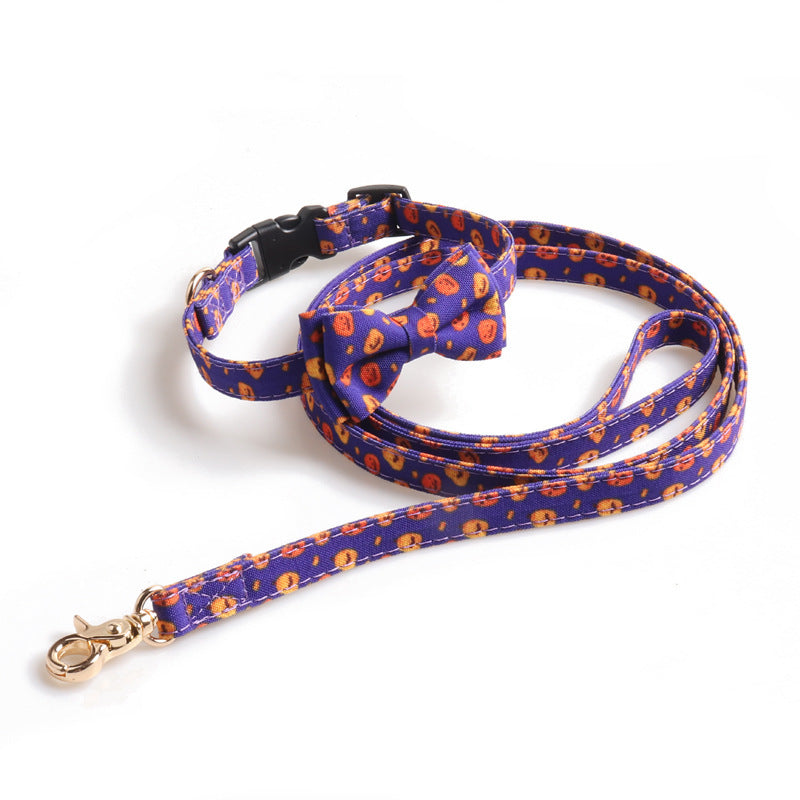 JMT-998602 Halloween Pet Collar with Bowknot - Pumpkin and Ghost Patterns in Multiple Sizes