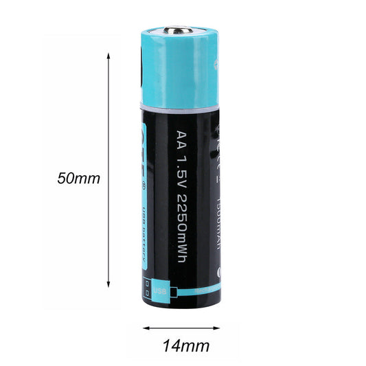 JMT-999434 Rechargeable USB AA Battery 1.5V 1500mAh with Smart Protection Chip