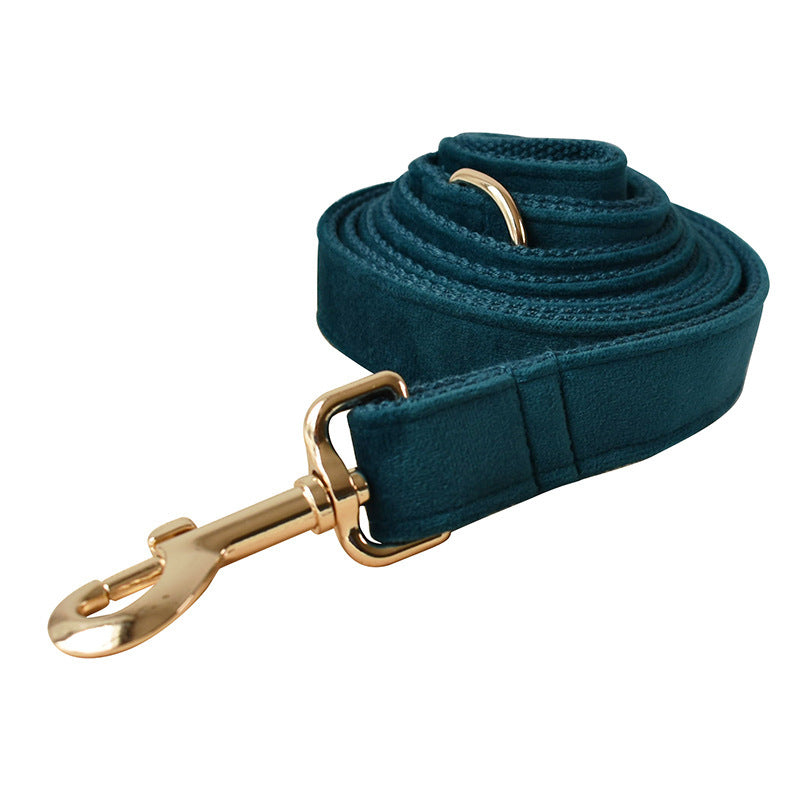 JMT-999754 Peacock Blue Cotton Dog Collar and Leash Set with Alloy Carabiner