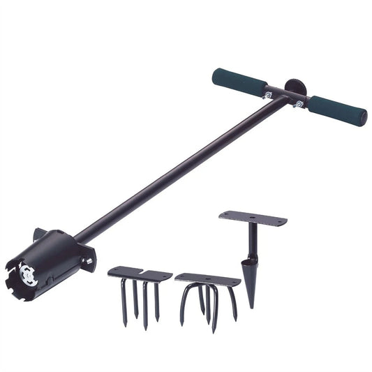 JMT-934410 Interchangeable Lawn Care Tool Set with Cultivator, Weeder, Bulb Planter, and Aerator Heads